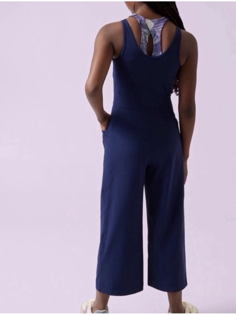Athleta Girl x Simone Biles Size Small / 7 Navy Blue Wide Leg Jumpsuit - Picture 5 of 10
